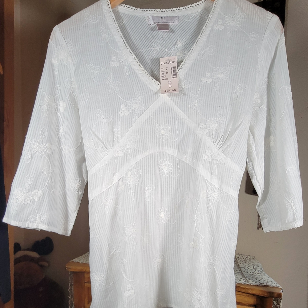 A.L.C. White Lace Trim Blouse